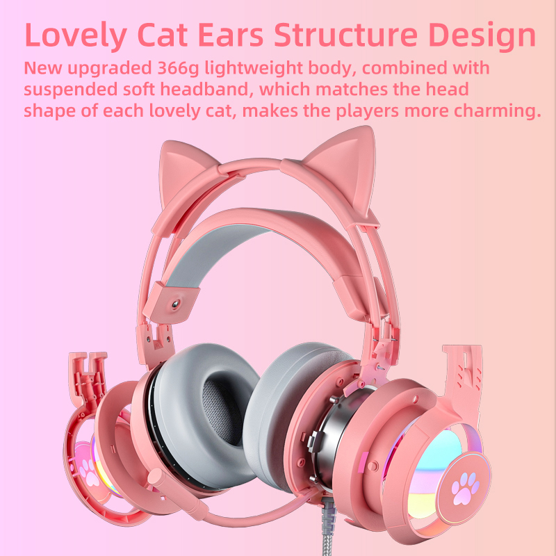 Gaming Headset Rgb - Розовая игровая гарнитура для ПК, PS4,